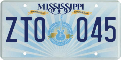 MS license plate ZTO045