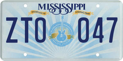 MS license plate ZTO047