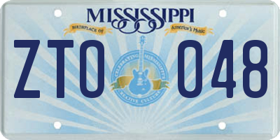 MS license plate ZTO048