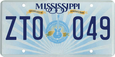 MS license plate ZTO049