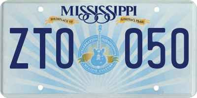 MS license plate ZTO050