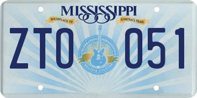 MS license plate ZTO051