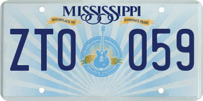 MS license plate ZTO059