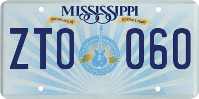 MS license plate ZTO060