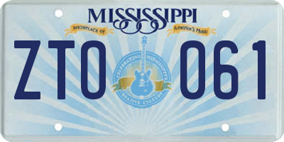 MS license plate ZTO061