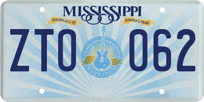 MS license plate ZTO062