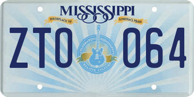 MS license plate ZTO064