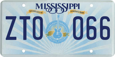 MS license plate ZTO066
