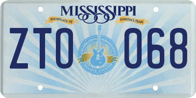 MS license plate ZTO068
