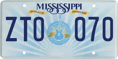 MS license plate ZTO070