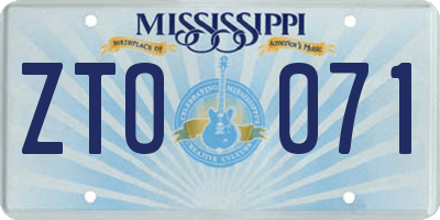 MS license plate ZTO071