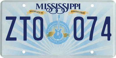 MS license plate ZTO074