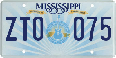 MS license plate ZTO075