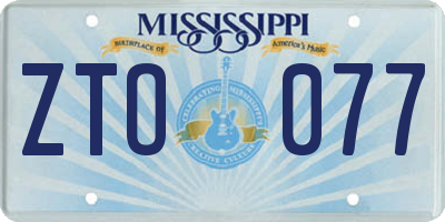 MS license plate ZTO077