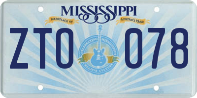 MS license plate ZTO078