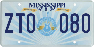 MS license plate ZTO080