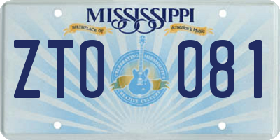 MS license plate ZTO081