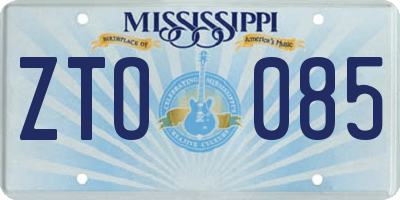 MS license plate ZTO085