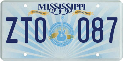MS license plate ZTO087