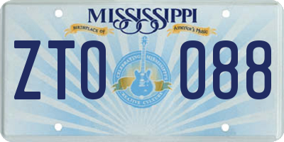 MS license plate ZTO088