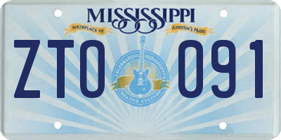 MS license plate ZTO091