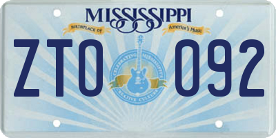 MS license plate ZTO092