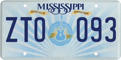 MS license plate ZTO093