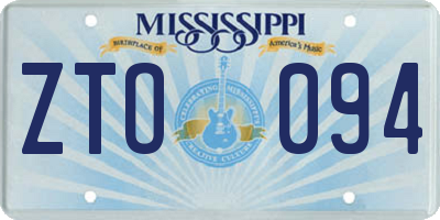 MS license plate ZTO094