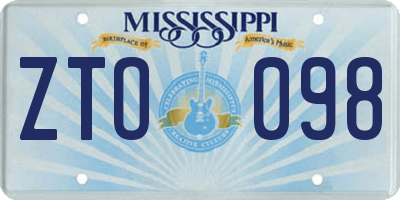 MS license plate ZTO098
