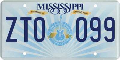 MS license plate ZTO099