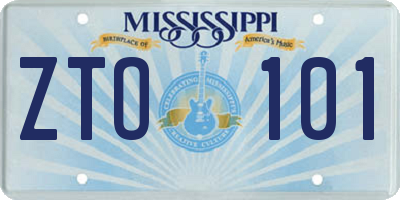 MS license plate ZTO101