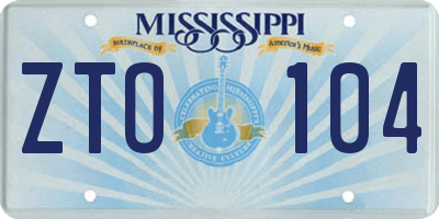 MS license plate ZTO104