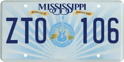 MS license plate ZTO106