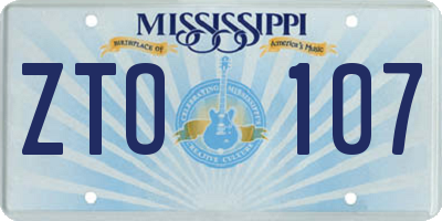 MS license plate ZTO107