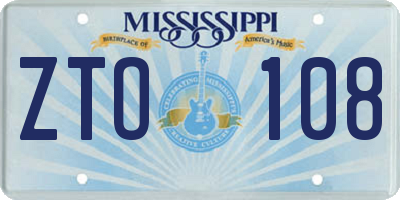 MS license plate ZTO108