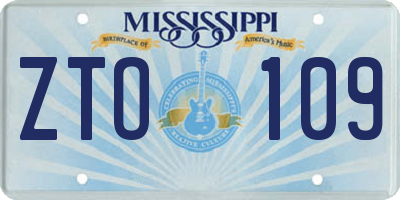 MS license plate ZTO109