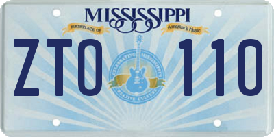 MS license plate ZTO110