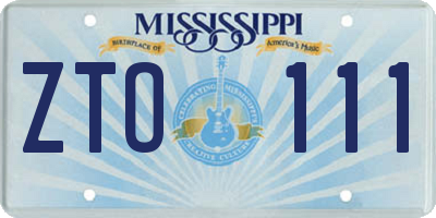 MS license plate ZTO111