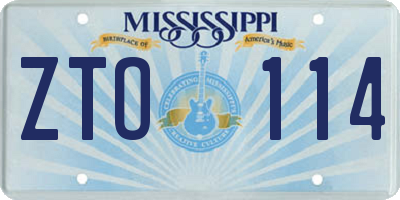 MS license plate ZTO114