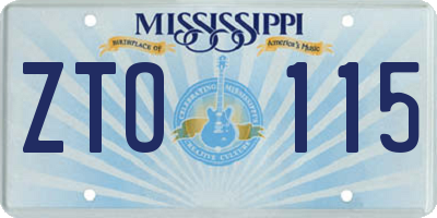 MS license plate ZTO115