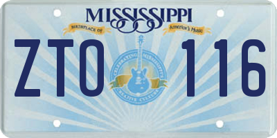 MS license plate ZTO116