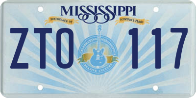 MS license plate ZTO117