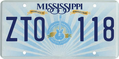 MS license plate ZTO118