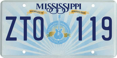 MS license plate ZTO119
