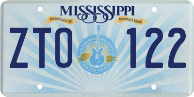 MS license plate ZTO122