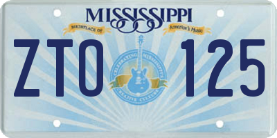 MS license plate ZTO125