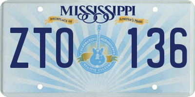 MS license plate ZTO136