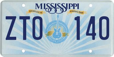 MS license plate ZTO140