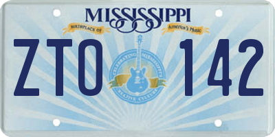 MS license plate ZTO142