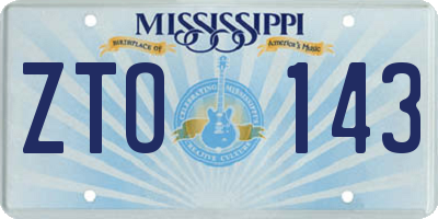 MS license plate ZTO143